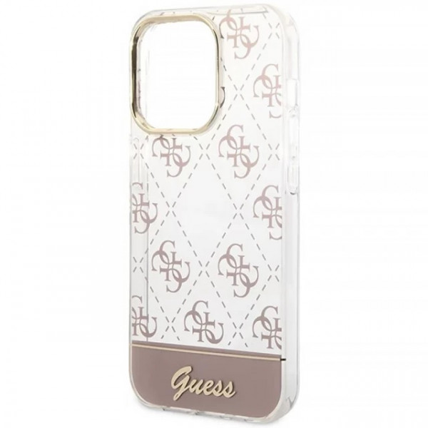  Чехол Guess 4G Pattern Script для iPhone 14 Pro Pink (GUHCP14LHG4MHP)