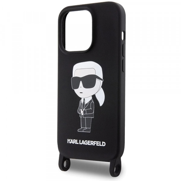  Чехол Karl Lagerfeld Crossbody Silicone Ikonik для iPhone 15 Pro Black (KLHCP15LSCBSKNK)