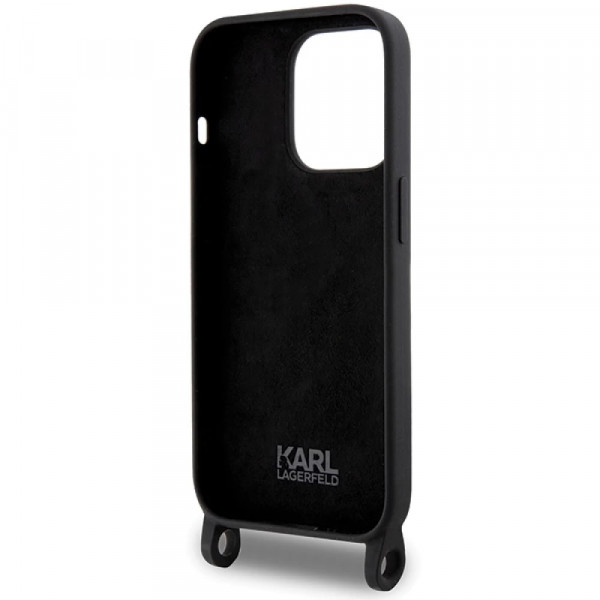  Чехол Karl Lagerfeld Crossbody Silicone Ikonik для iPhone 15 Pro Black (KLHCP15LSCBSKNK)