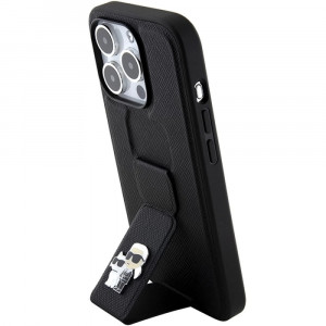 Чохол Karl Lagerfeld Gripstand Saffiano Karl &amp; Choupette Pins для iPhone 15 Pro Max Black (KLHCP15XGSAKCPK)