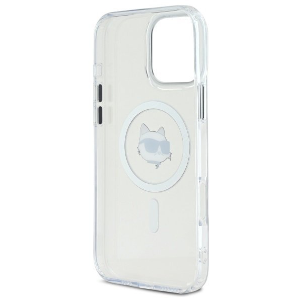  Чехол Karl Lagerfeld IML Metal Choupette Head для iPhone 16 Pro White with MagSafe (KLHMP16LHLSCHH)
