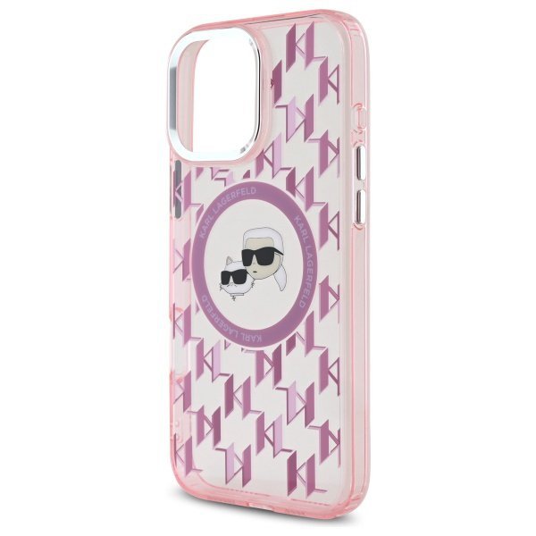  Чехол Karl Lagerfeld IML Monogram Karl  Choupette Head для iPhone 16 Pro Pink with MagSafe (KLHMP16LHMCKMHP)