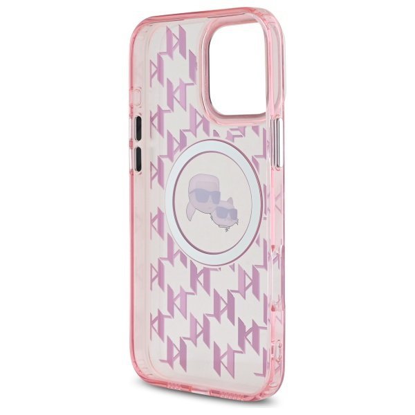  Чехол Karl Lagerfeld IML Monogram Karl  Choupette Head для iPhone 16 Pro Pink with MagSafe (KLHMP16LHMCKMHP)