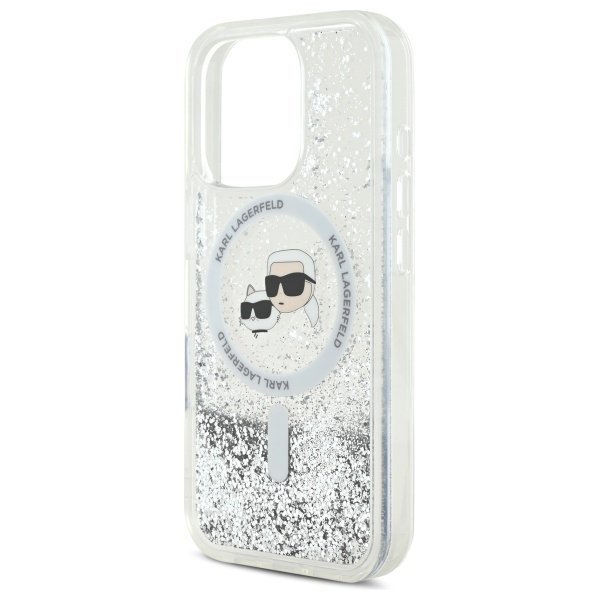  Чехол Karl Lagerfeld Liquid Glitter Karl  Choupette Head для iPhone 16 Pro Max Transparent with MagSafe (KLHMP16XLGKCSGH)