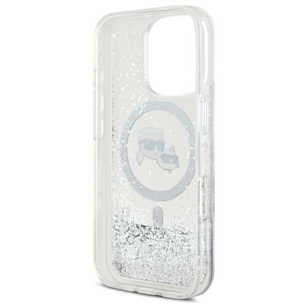  Чехол Karl Lagerfeld Liquid Glitter Karl  Choupette Head для iPhone 16 Pro Max Transparent with MagSafe (KLHMP16XLGKCSGH)