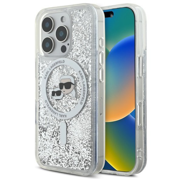  Чохол Karl Lagerfeld Liquid Glitter Karl amp; Choupette Head для iPhone 16 Pro Max Transparent with MagSafe (KLHMP16XLGKCSGH)