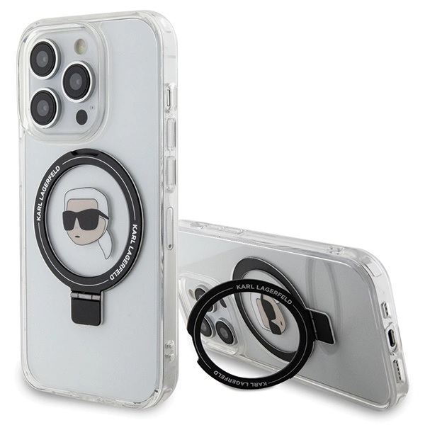  Чехол Karl Lagerfeld Ring Stand Karl Head для iPhone 15 Pro White with MagSafe (KLHMP15LHMRSKHH)