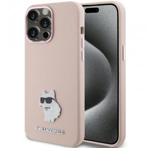  Чохол Karl Lagerfeld Silicone Choupette Metal Pin для iPhone 15 Pro Max Pink (KLHCP15XSMHCNPP)