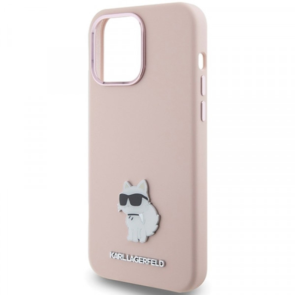  Чехол Karl Lagerfeld Silicone Choupette Metal Pin для iPhone 15 Pro Pink (KLHCP15LSMHCNPP)