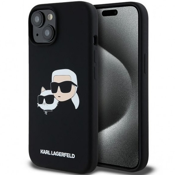  Чохол Karl Lagerfeld Silicone Karl amp; Choupette Head для iPhone 15 Pro Black with MagSafe (KLHMP15LSKCHPPLK)