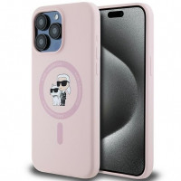 Чохол Karl Lagerfeld Silicone Karl &amp; Choupette Ring для iPhone 15 Pro Max Pink with MagSafe (KLHMP15XSCMKCRHP)