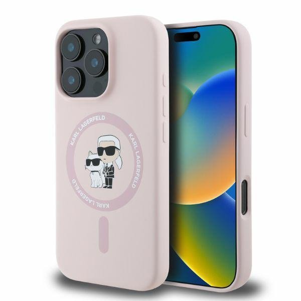  Чохол Karl Lagerfeld Silicone Karl amp; Choupette Ring для iPhone 16 Pro Max Pink with MagSafe (KLHMP16XSCMKCRHP)