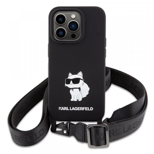  Чохол Karl Lagerfeld Crossbody Silicone Choupette для iPhone 15 Pro Black (KLHCP15LSCBSCNK)