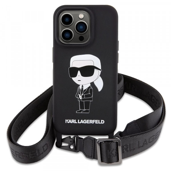  Чохол Karl Lagerfeld Crossbody Silicone Ikonik для iPhone 15 Pro Max Black (KLHCP15XSCBSKNK)