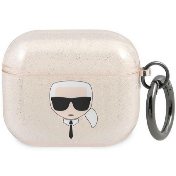  Чохол Karl Lagerfeld Glitter Karls Head для AirPods 3 Gold (KLA3UKHGD)