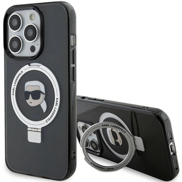  Чохол Karl Lagerfeld Ring Stand Karl Head для iPhone 15 Pro Max Black with MagSafe (KLHMP15XHMRSKHK)