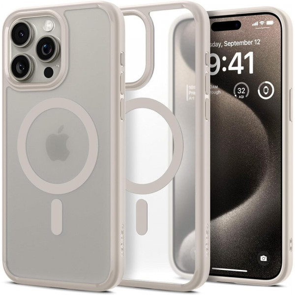  Чохол Spigen Ultra Hybrid для Apple iPhone 15 Pro Max з MagSafe Frost Natural Titanium (ACS07210)